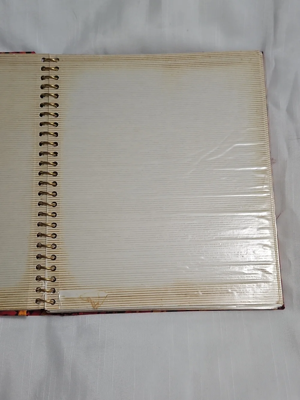 Vintage Red Floral Fabric Photo Album Scrap Book Spiral Bound Groovy